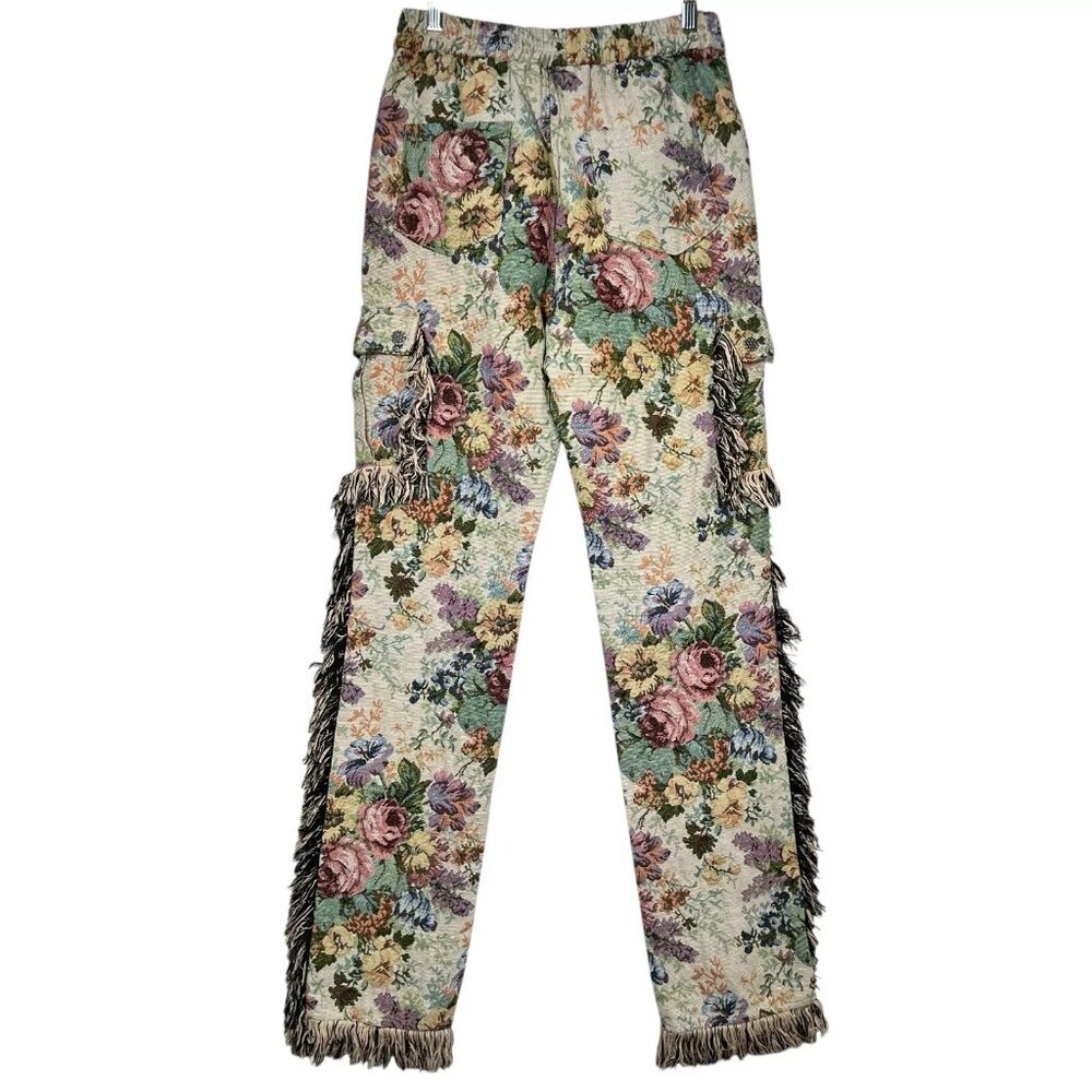 Vintage Guapi Floral Tapestry Mid Rise Frayed Edge Cargo Trouser Pants Size 30 - Picture 7 of 16